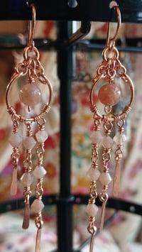 Image 3 of Cascade Peach Moonstone Copper Earrings🍑
