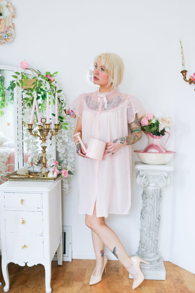 Image of RARE 1950s Dora Gottlieb Springtime Dream Button Up Nightgown (Medium)