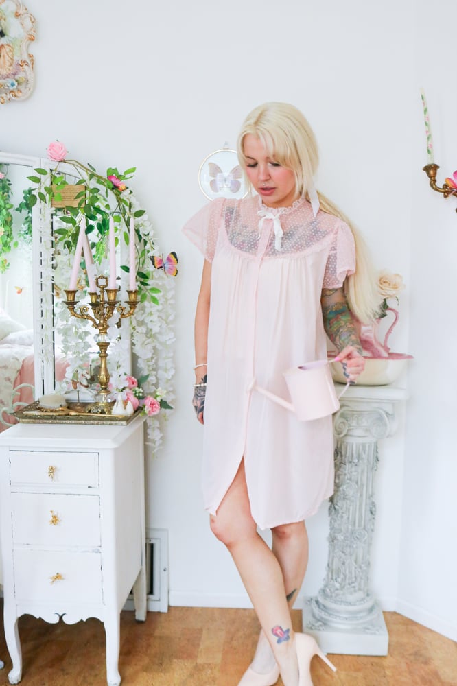 Image of RARE 1950s Dora Gottlieb Springtime Dream Button Up Nightgown (Medium)