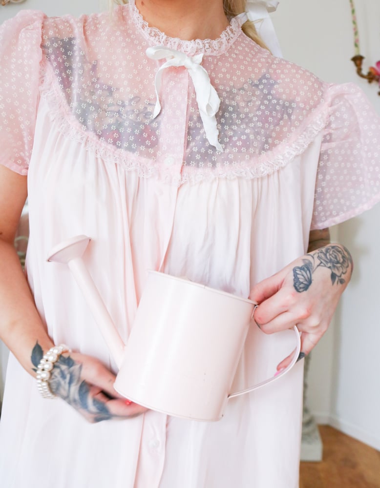 Image of RARE 1950s Dora Gottlieb Springtime Dream Button Up Nightgown (Medium)