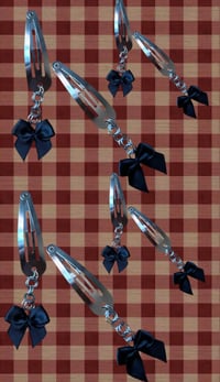 Image 1 of black small satin bow hair clips