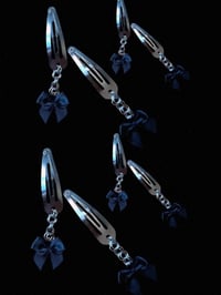 Image 2 of black small satin bow hair clips