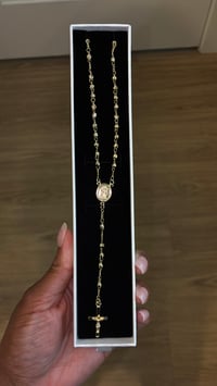 Golden Diamond-Cut Rosary Necklace