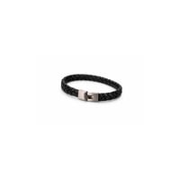 Men’s Braided Leather Bracelet – Black & Stainless Steel