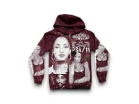 Image 1 of Sade Adu Lauren Hill  2Pac Custom Upcycled Reworked Screen Print zip up burgundy hoodie 