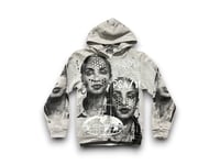 Image 1 of Sade Adu Custom Upcycled Reworked Screen Print zip up gray hoodie 