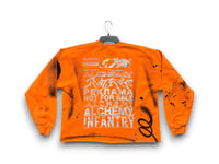 Image 2 of Sade Adu custom upcycled reworked Screen Print safety orange sweatshirt