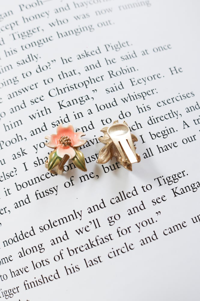 Image of Peachy Flower Springtime Clip-on Earrings  