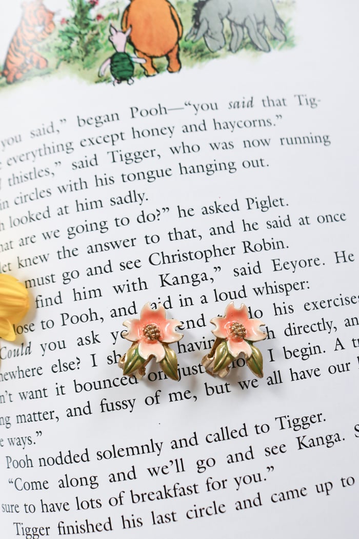 Peachy Flower Springtime Clip-on Earrings  