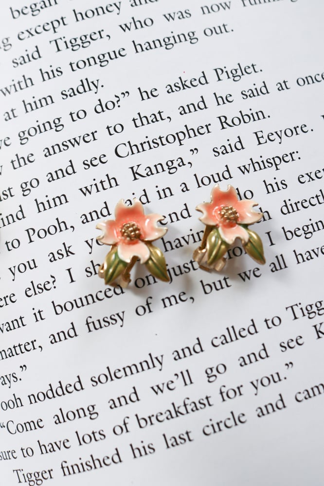 Image of Peachy Flower Springtime Clip-on Earrings  