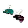 Santo Domingo Bear Earrings (Double-Sided Purple Shell)