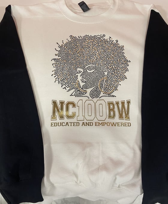 Image of NCBW Afro Lady - Bling - White Sweatshirt