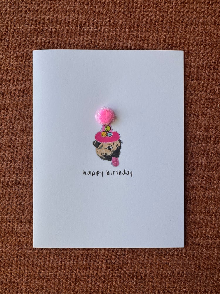 Image of Party Pug Birthday Card