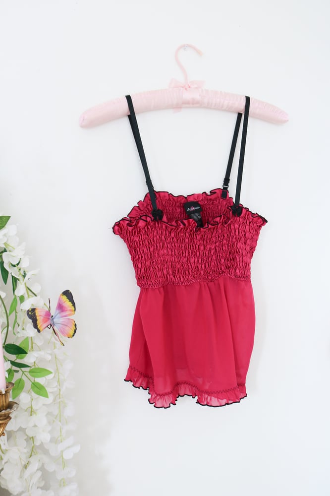 Image of Y2K Secret Treasures Magenta Babydoll Top  (Medium) 