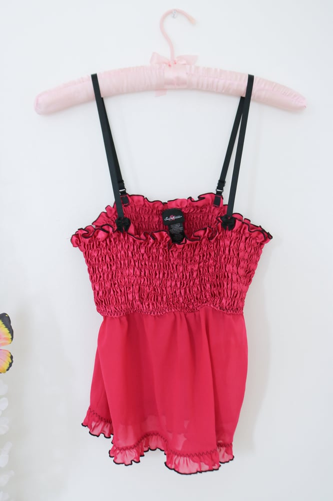 Image of Y2K Secret Treasures Magenta Babydoll Top  (Medium) 