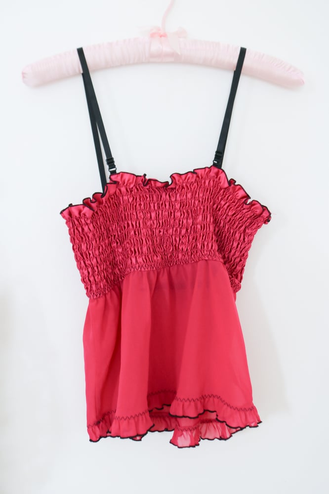 Image of Y2K Secret Treasures Magenta Babydoll Top  (Medium) 