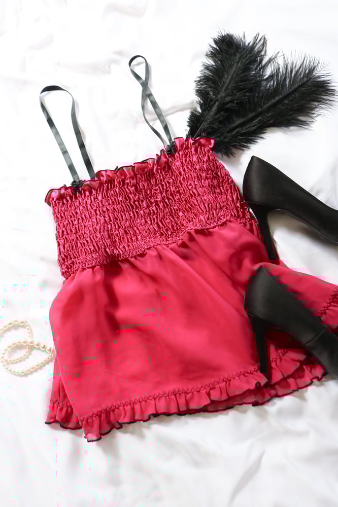 Image of Y2K Secret Treasures Magenta Babydoll Top  (Medium) 