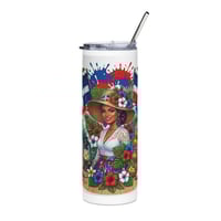 Image 1 of Dominican Pride 20oz Stainless Tumbler — Tropical Flag & Floral Lady Design