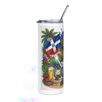 Image 2 of Dominican Pride 20oz Stainless Tumbler — Tropical Flag & Floral Lady Design