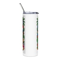 Image 3 of Dominican Pride 20oz Stainless Tumbler — Tropical Flag & Floral Lady Design