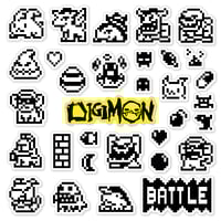 Image 1 of Digimon Original Virtual Pet 1997 Version 3 Sticker/Magnet Sets (32 Pieces) 