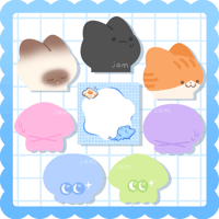 Image 1 of cats and squids ❄️ sticky notes