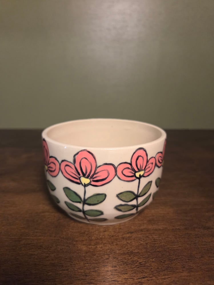 Image of Pink flowered bowl