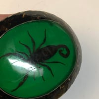 Image 2 of Scorpion belt buckle green taxidermy alpaca silver 1980s