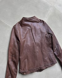 Image 10 of BROWN CONTRAST STITCH LEATHER JACKET