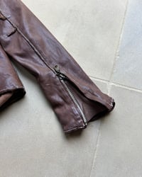 Image 9 of BROWN CONTRAST STITCH LEATHER JACKET