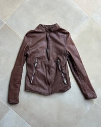Image 5 of BROWN CONTRAST STITCH LEATHER JACKET