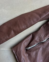 Image 8 of BROWN CONTRAST STITCH LEATHER JACKET