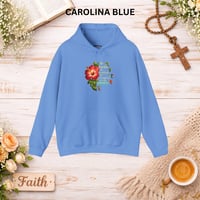 Image 5 of Inspirational Floral Hoodie – “Be Hopeful, Be Resilient, You Are Enough” Hibiscus Faith Hoodie
