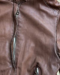 Image 7 of BROWN CONTRAST STITCH LEATHER JACKET