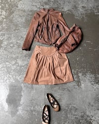 Image 12 of BROWN CONTRAST STITCH LEATHER JACKET