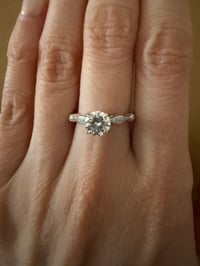 Image 1 of The Juliette - Vintage Inspired Moissanite Solitaire Ring - 0.5 CTW Sterling Silver - Size 5