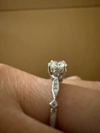 Image 2 of The Juliette - Vintage Inspired Moissanite Solitaire Ring - 0.5 CTW Sterling Silver - Size 5