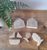 Image 3 of Tote Bag and Zipped Pouch Block Printing Kit with Seaside Themed Blocks