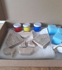 Image 4 of Tote Bag and Zipped Pouch Block Printing Kit with Seaside Themed Blocks