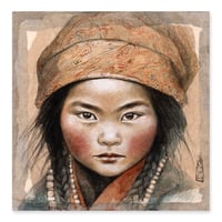 Image 1 of Peinture originale - "Fillette aux nattes" - Népal