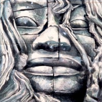 Image 3 of Peinture originale "Entrelacs végétaux" - Cambodge - 40x80 cm