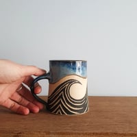 Image 4 of Waves Sgraffito Mug #6