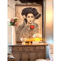 Image 14 of Panneau en papier froissé "La Tasse rouge"