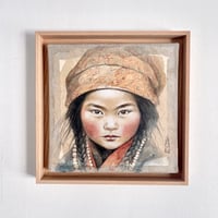 Image 6 of Peinture originale - "Fillette aux nattes" - Népal