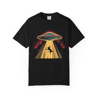 Image 1 of UFO Cat T-shirt, Alien,Cat abduction Tee, Space Cat Shirt, Humorous Cat Graphic Tee, Funny Animal Ts