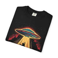 Image 3 of UFO Cat T-shirt, Alien,Cat abduction Tee, Space Cat Shirt, Humorous Cat Graphic Tee, Funny Animal Ts