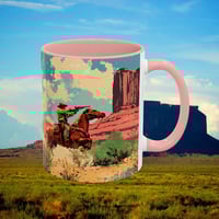 Image 8 of Southwestern Cowboy Coffee Mug, Western Old West Ceramic Cup, Rancher Southwest Tea Cup, Rodeo Rusti