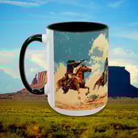 Image 15 of Southwestern Cowboy Coffee Mug, Western Old West Ceramic Cup, Rancher Southwest Tea Cup, Rodeo Rusti
