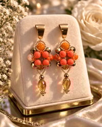 Image 2 of Coral Orange Statement Earrings