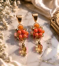 Image 3 of Coral Orange Statement Earrings
